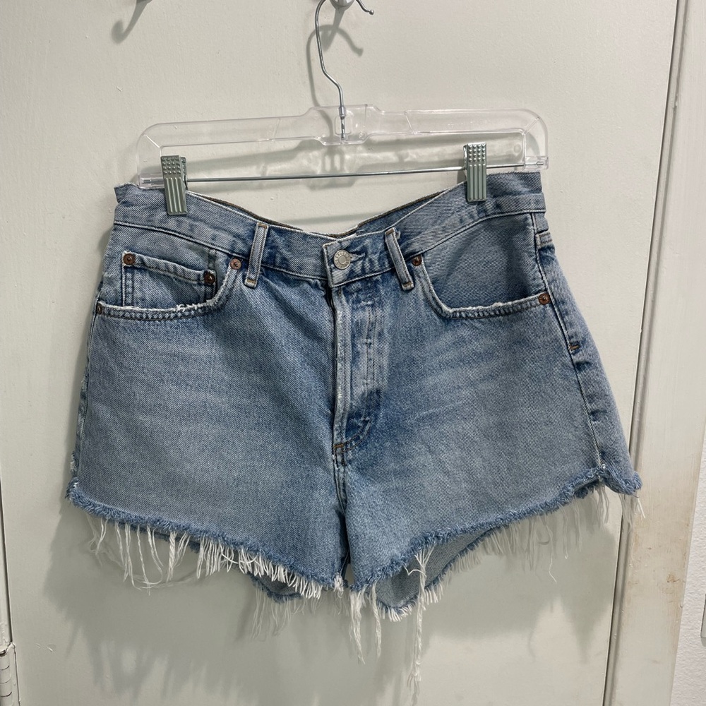 AGOLDE Parker Denim Shorts High Rise Distressed Frayed Size 28